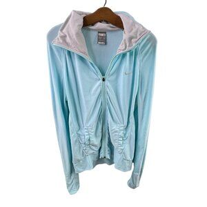 Nike Fit Dry Size Medium Zip-Up Jacket Light Blue Athletic Full-Zip Lightweight